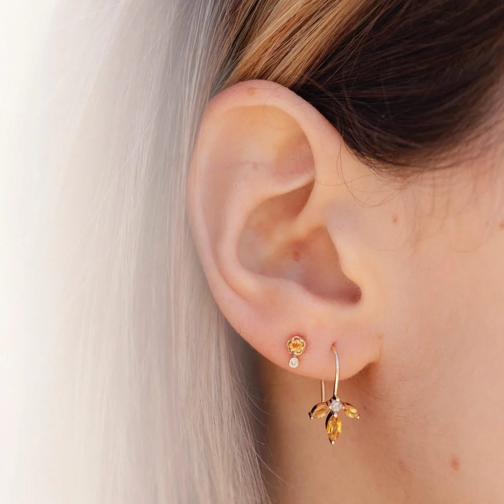 Citrine Almond Blossom Wire Earrings