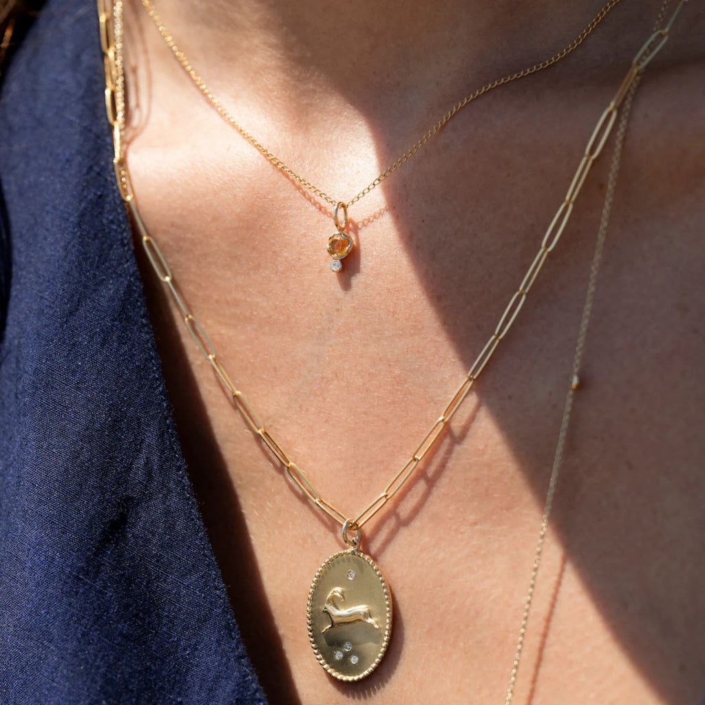 Cognac Diamond Birthstone Amulet | April