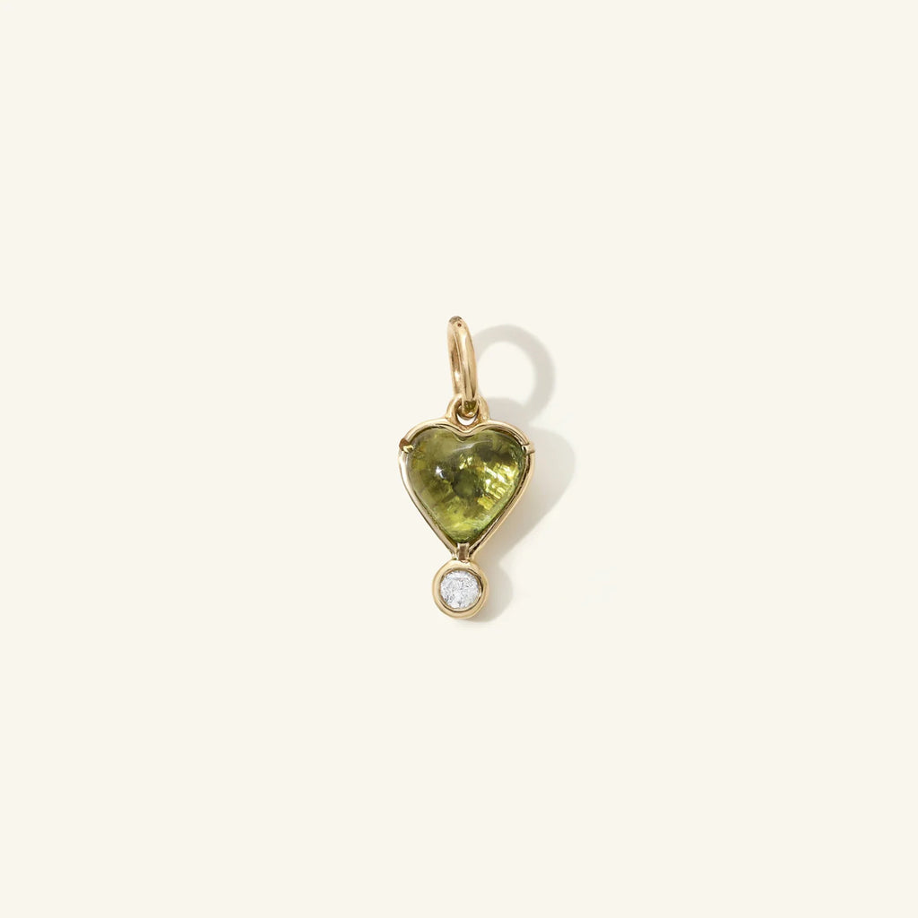 Green Tourmaline and Diamond Byrdie Heart Charm