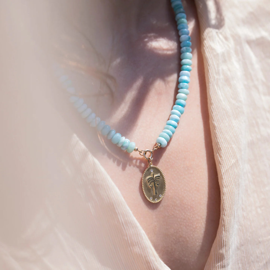 Larimar Beaded Necklace - 20"