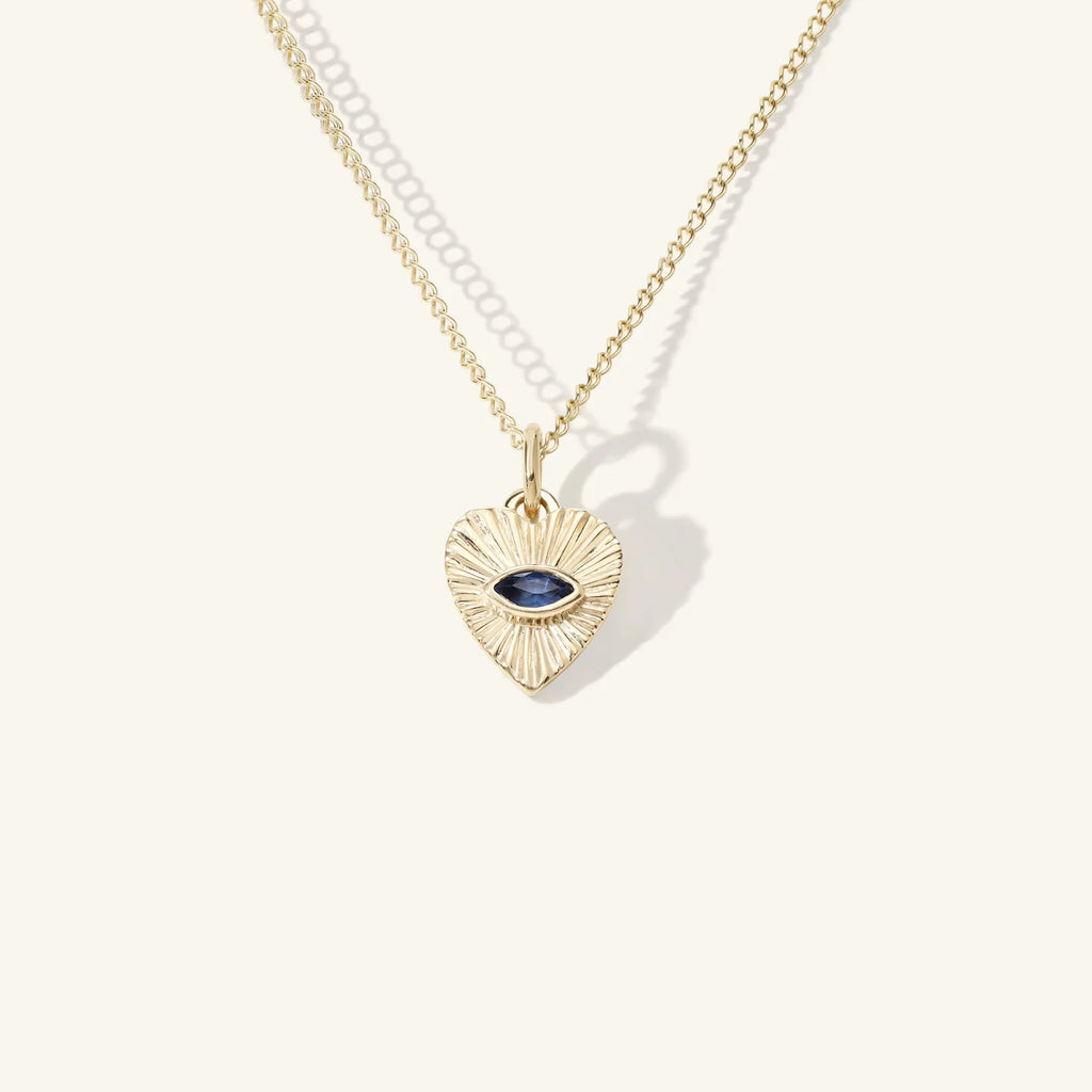 Mini Sapphire Sunbeam Heart Charm