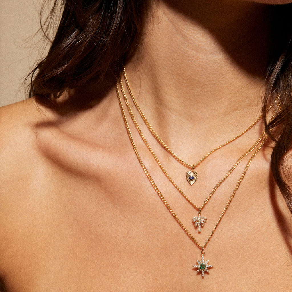 Mini Sapphire Sunbeam Heart Charm