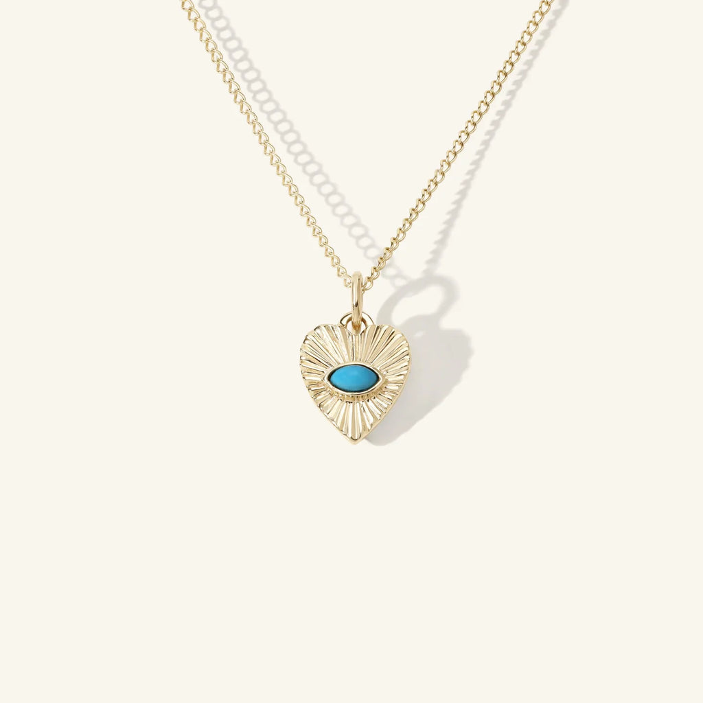 Mini Turquoise Sunbeam Heart Charm
