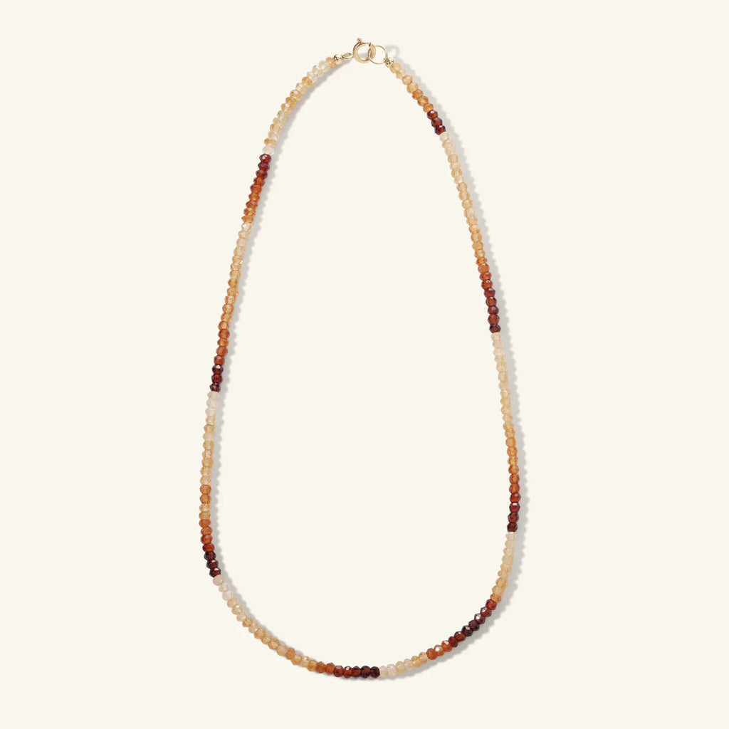 Ombre Hessonite Beaded Necklace - 16"