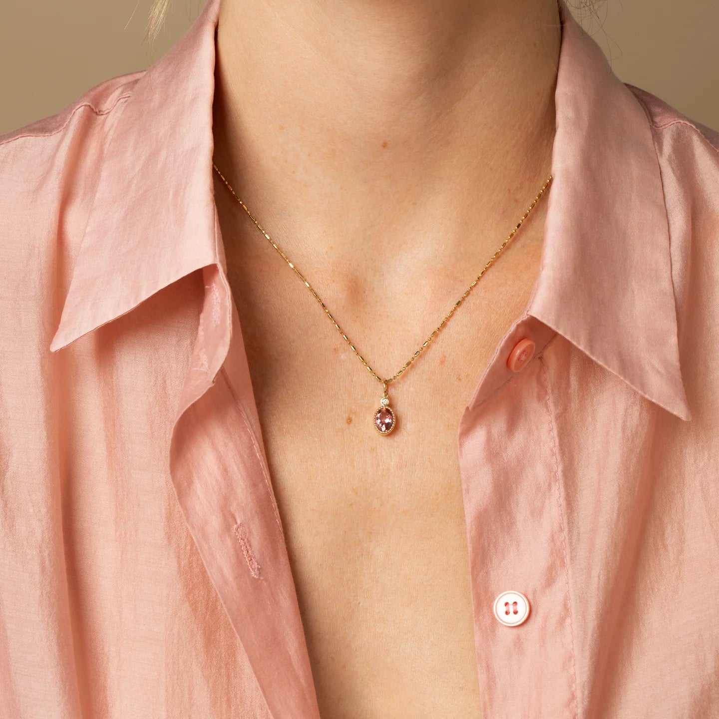 One of A Kind Pink Tourmaline Station Pendant