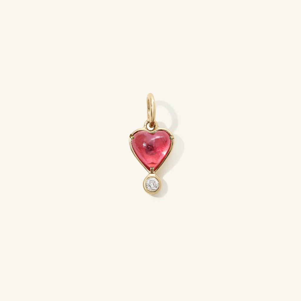 Pink Tourmaline and Diamond Byrdie Heart Charm
