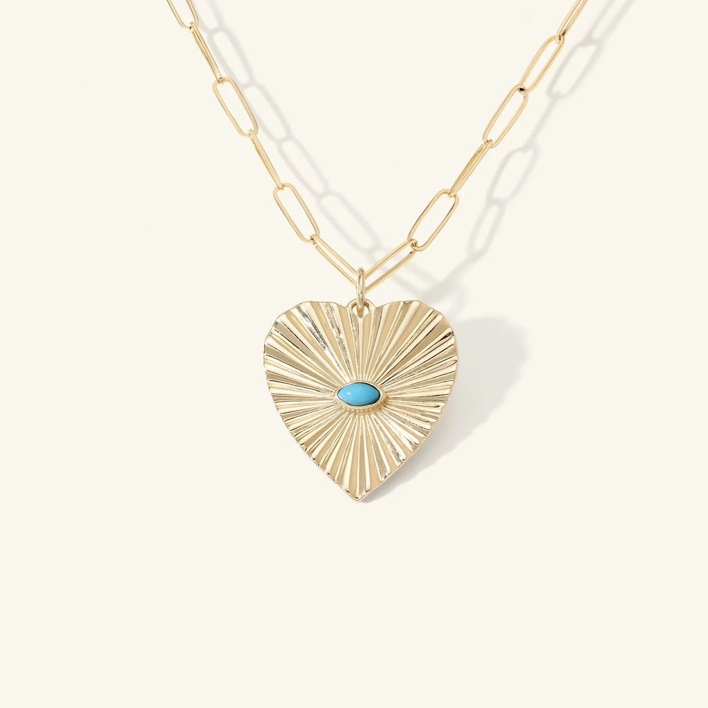 Turquoise Sunbeam Heart Charm