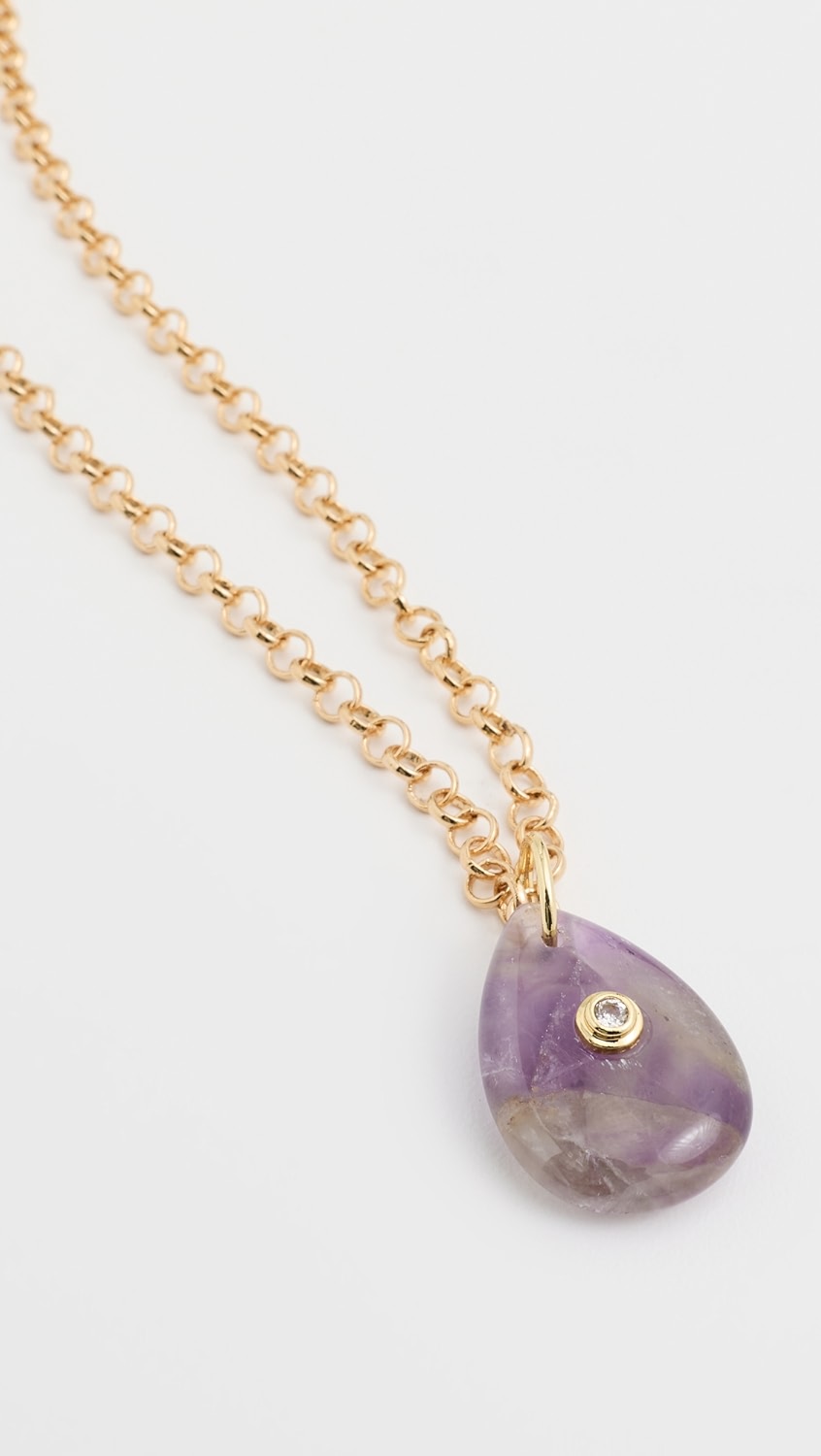 Celeste Pear Necklace Strawberry in Gold | 30"
