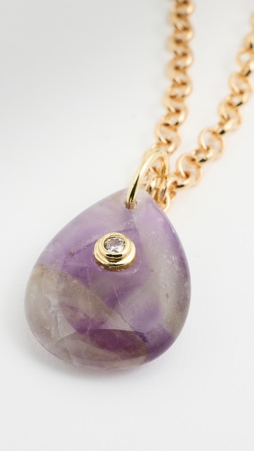 Celeste Pear Necklace Plum in Gold | 30"