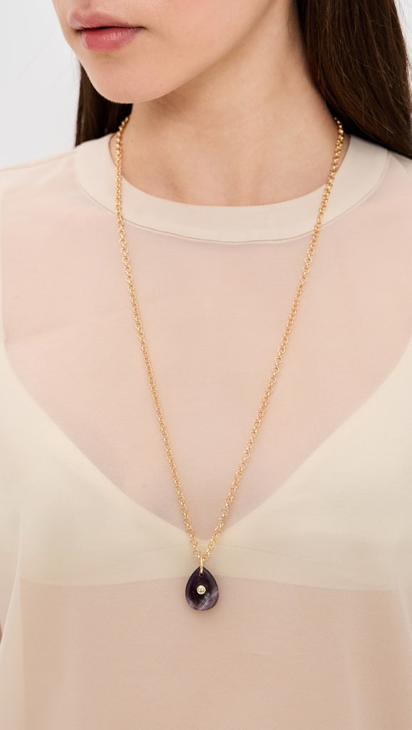 Celeste Pear Necklace Plum in Gold | 30"
