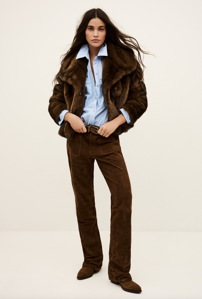 Foxy Faux Fur Coat. Marron