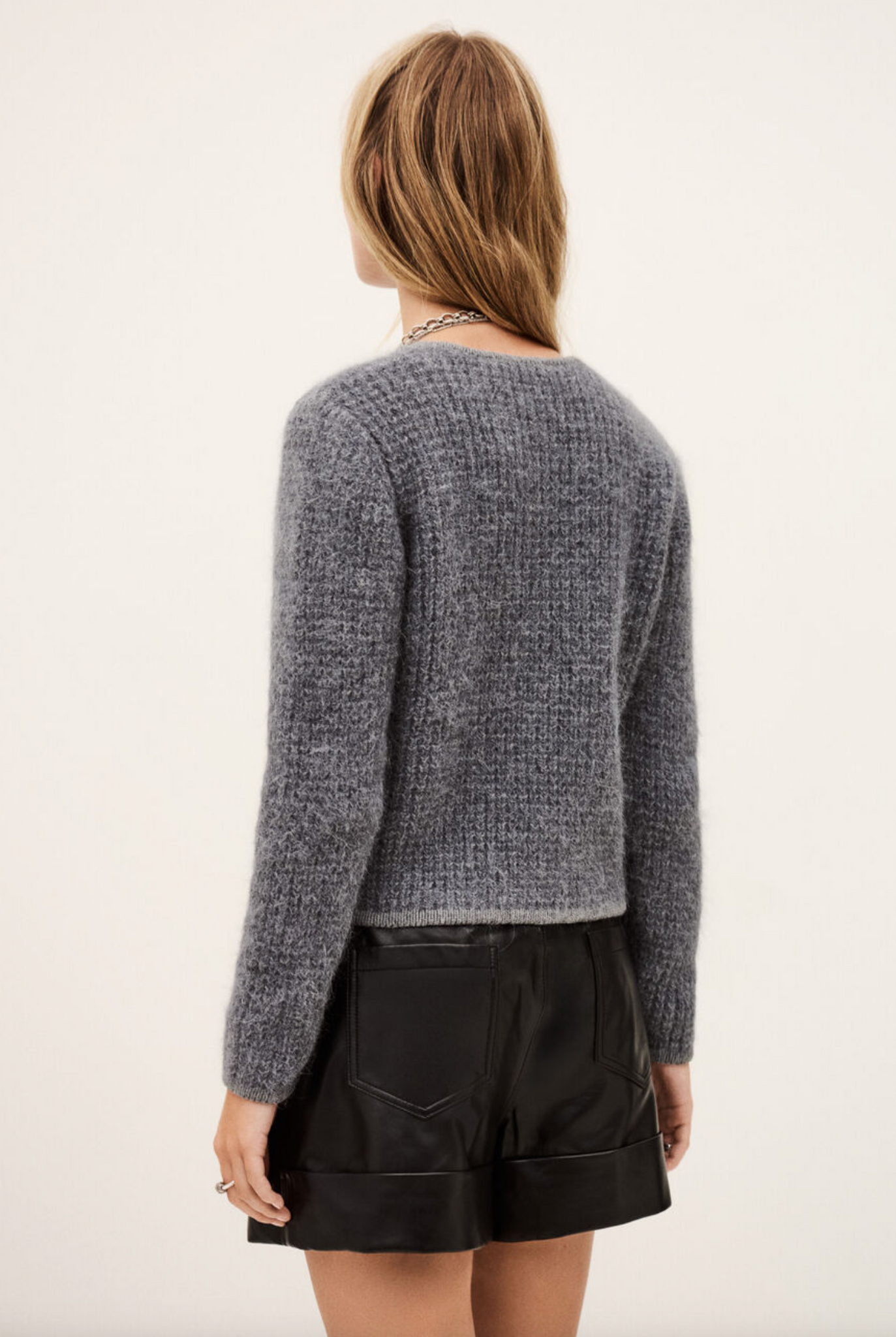 Harry Textured Knit Cardigan. Anthracite