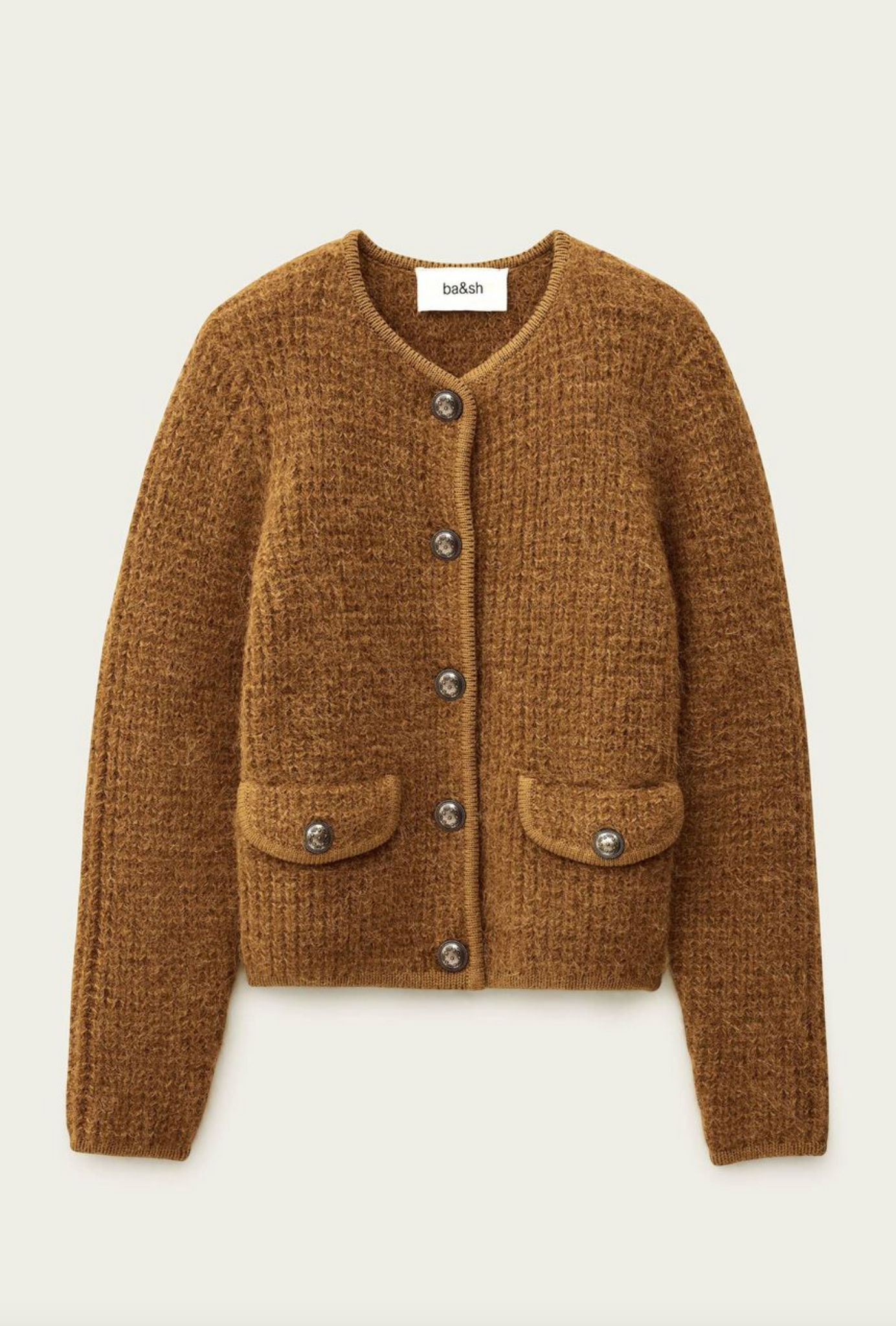 Harry Textured Knit Cardigan. Bronze