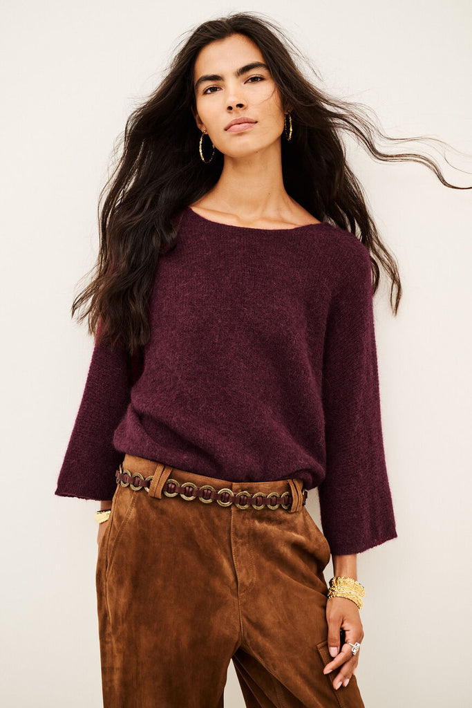Isaac Knit Cardigan. Bordeaux