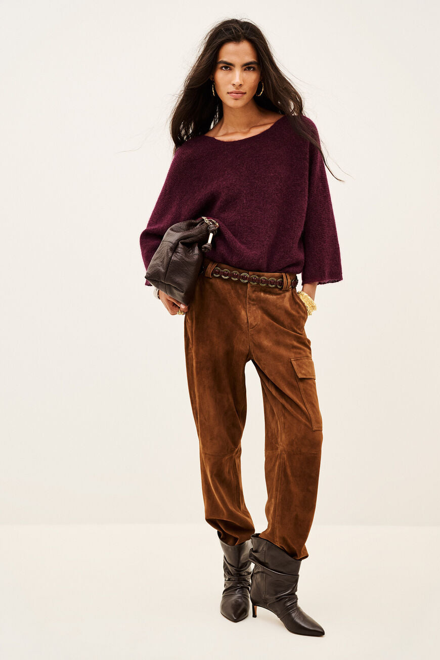Isaac Knit Cardigan. Bordeaux