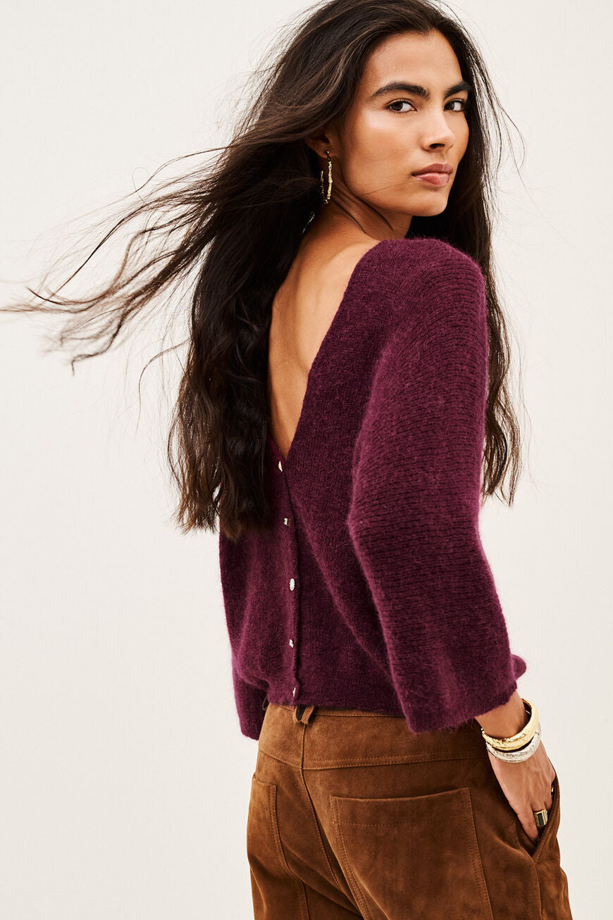 Isaac Knit Cardigan. Bordeaux
