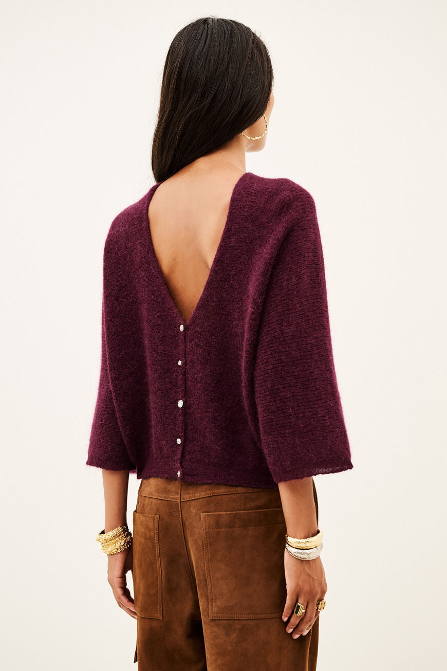 Isaac Knit Cardigan. Bordeaux