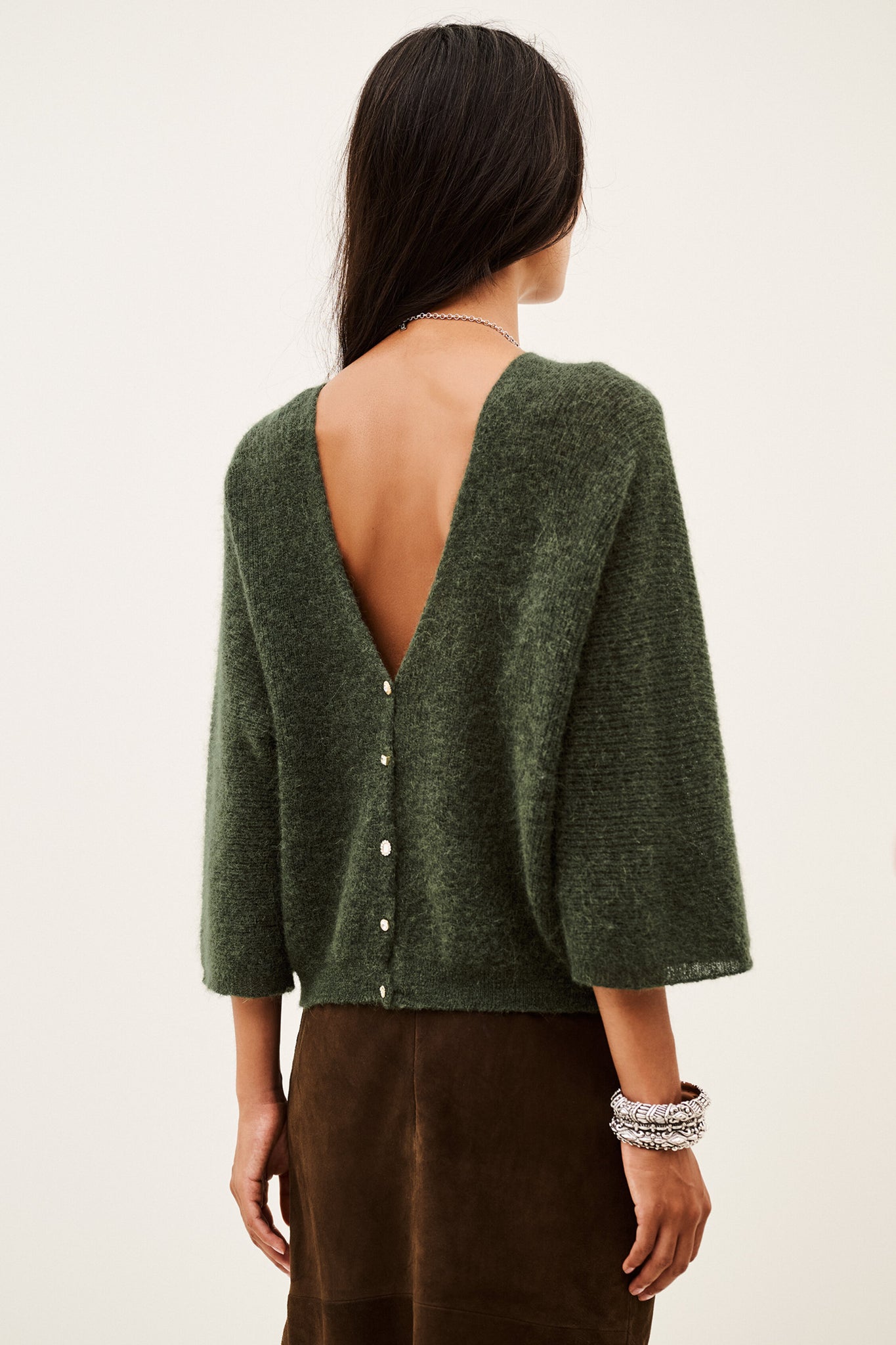 Isaac Knit Cardigan. Kaki
