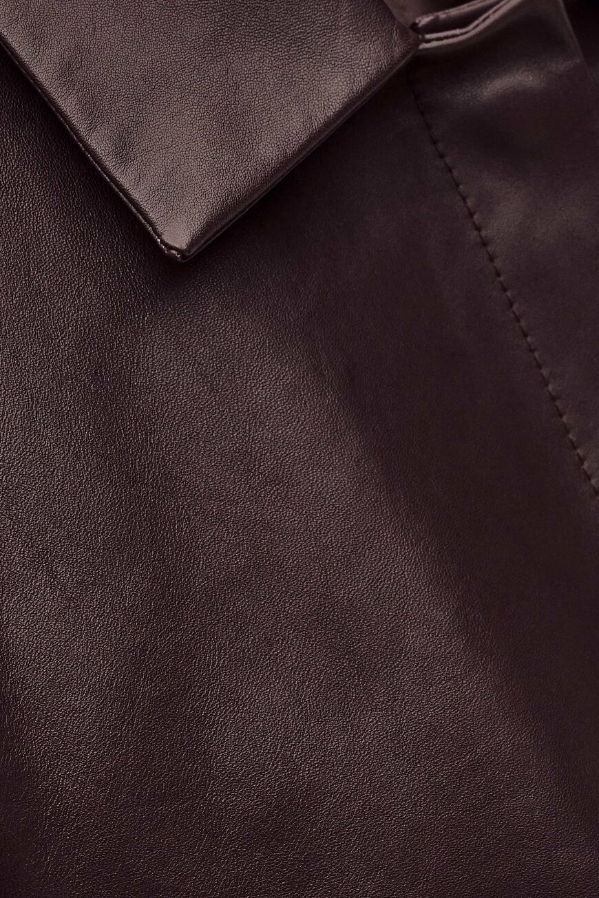 Manita Cropped Leather Jacket. Prune