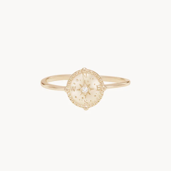 cosmic compass ring in 10k solid gold