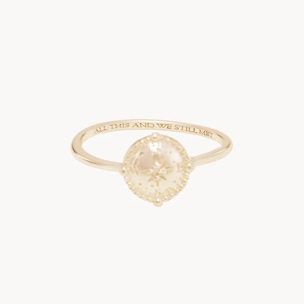 cosmic compass ring in 10k solid gold