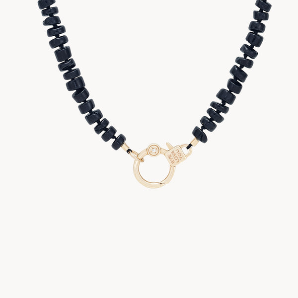 eye love you onyx beaded charm necklace in 10k solid gold