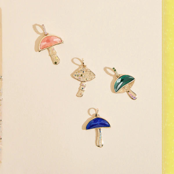 first blush mushroom charm in 10k yellow gold