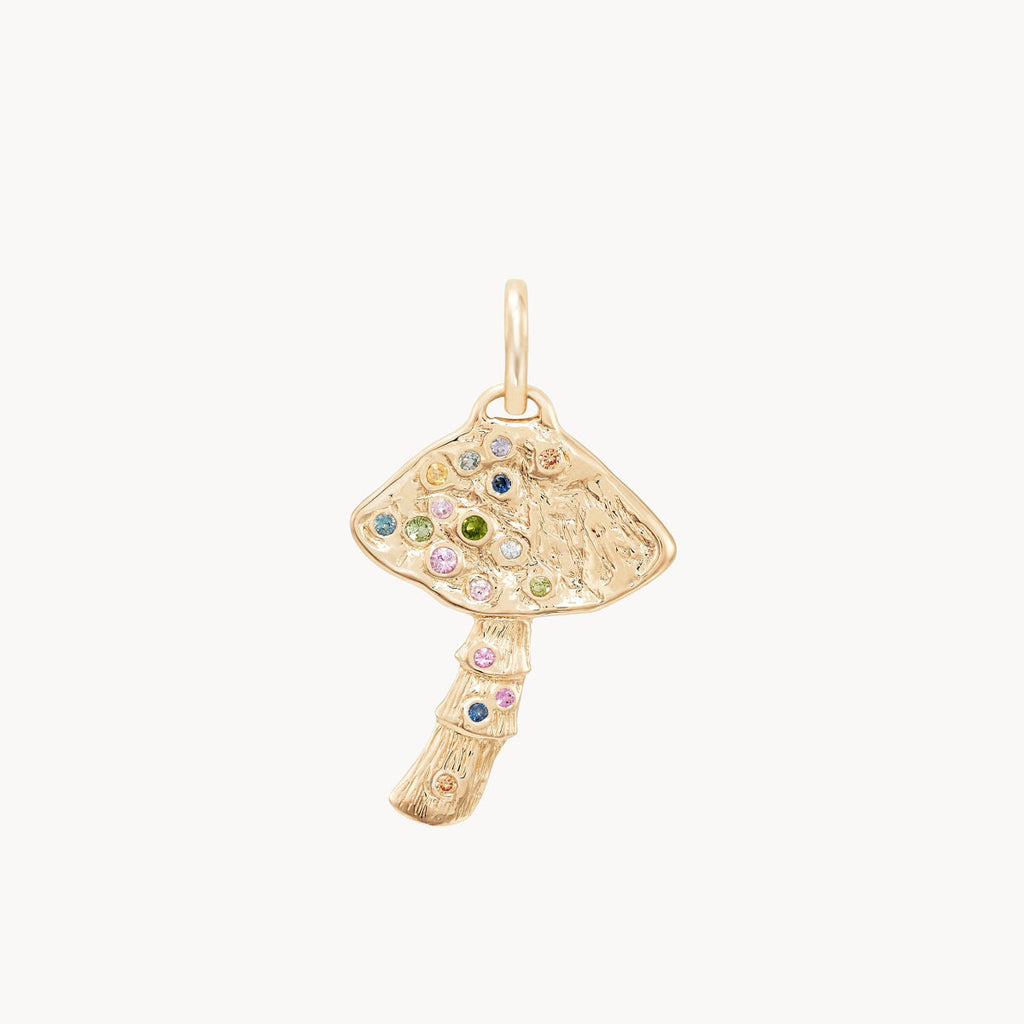 golden journey mushroom charm in 10k yellow gold