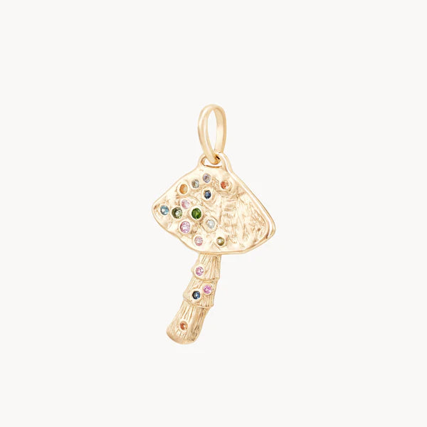 golden journey mushroom charm in 10k yellow gold