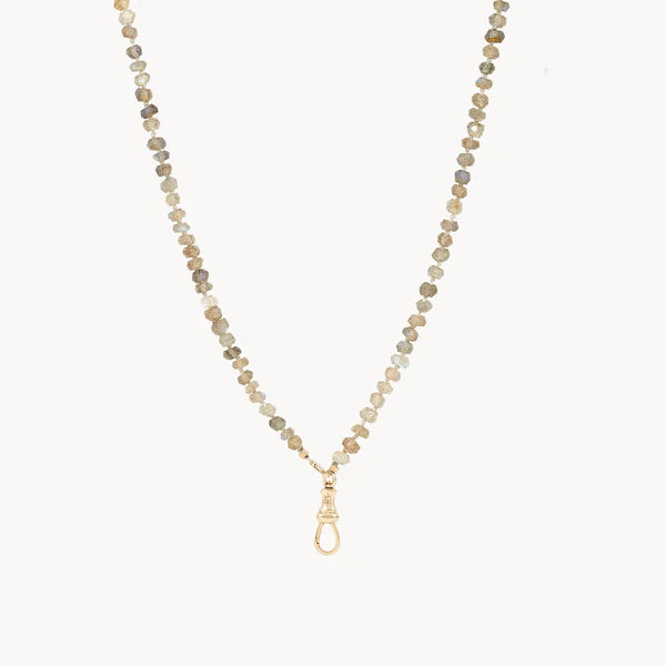 labradorite beaded mood necklace in 10k yellow gold | 16"