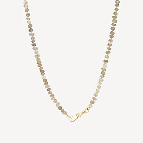 labradorite beaded mood necklace in 10k yellow gold | 20"