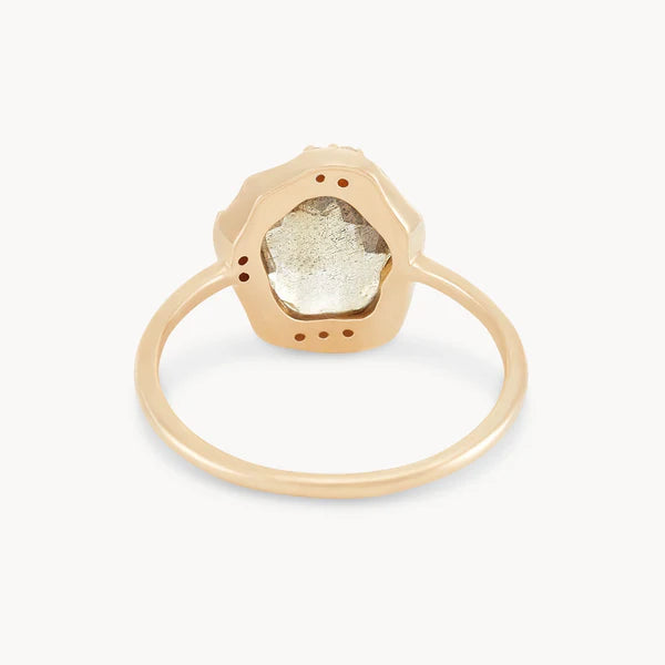 labradorite diamond mood ring in 14k solid gold