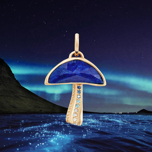 night gazer mushroom charm in 10k yellow gold