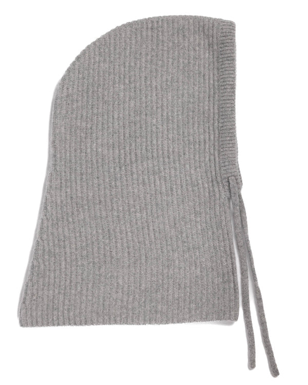 Cashmere Ribbed Balaclava in Grey Heather