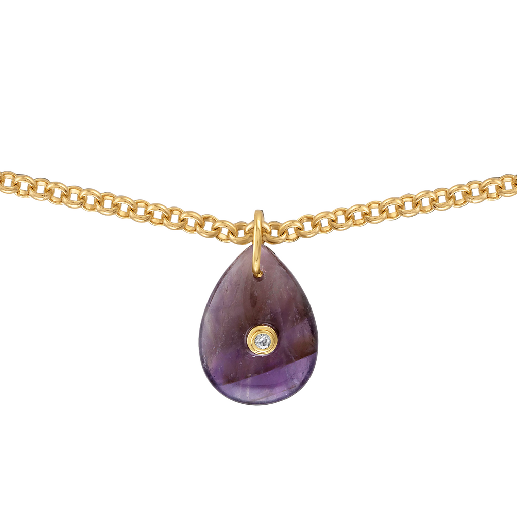 Celeste Pear Necklace Plum in Gold | 30"
