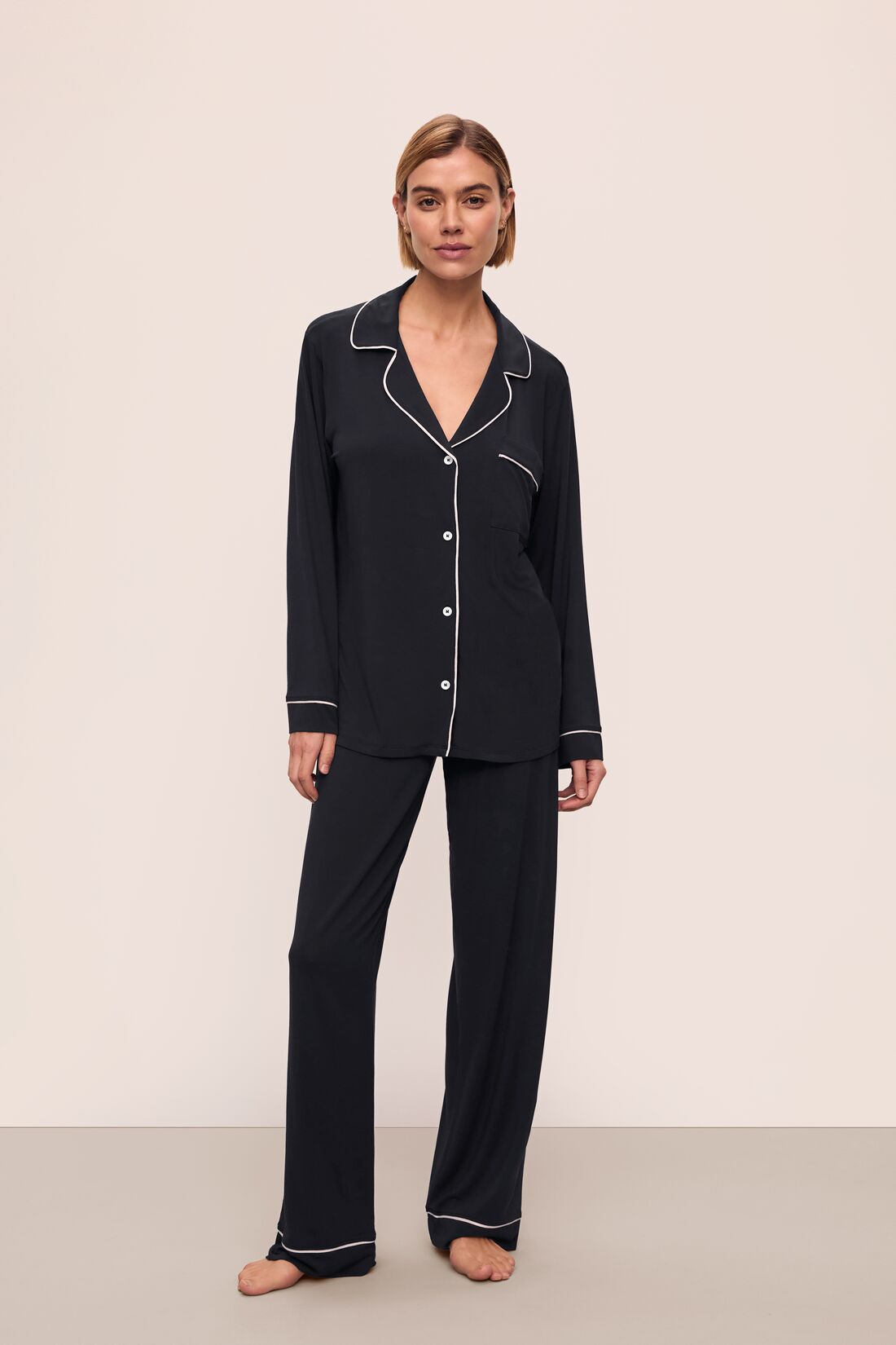 Gisele Long PJ Set in Black/Sorbet Pink