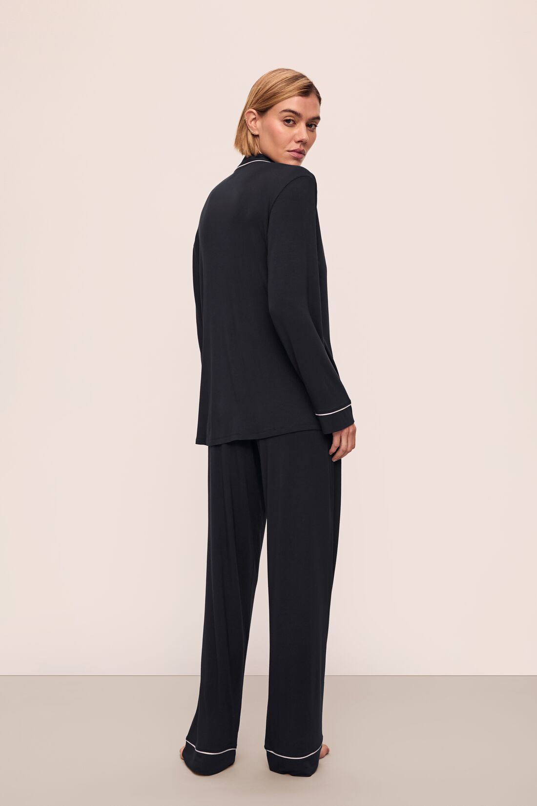 Gisele Long PJ Set in Black/Sorbet Pink