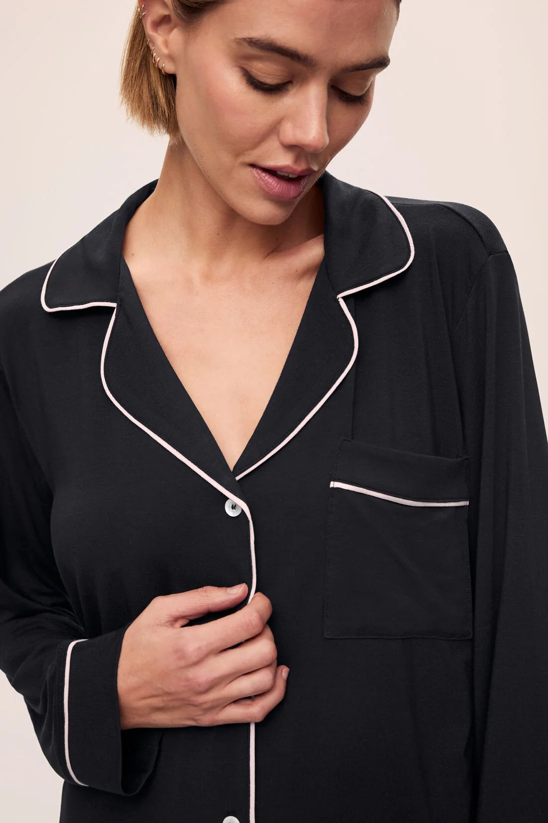 Gisele Long PJ Set in Black/Sorbet Pink