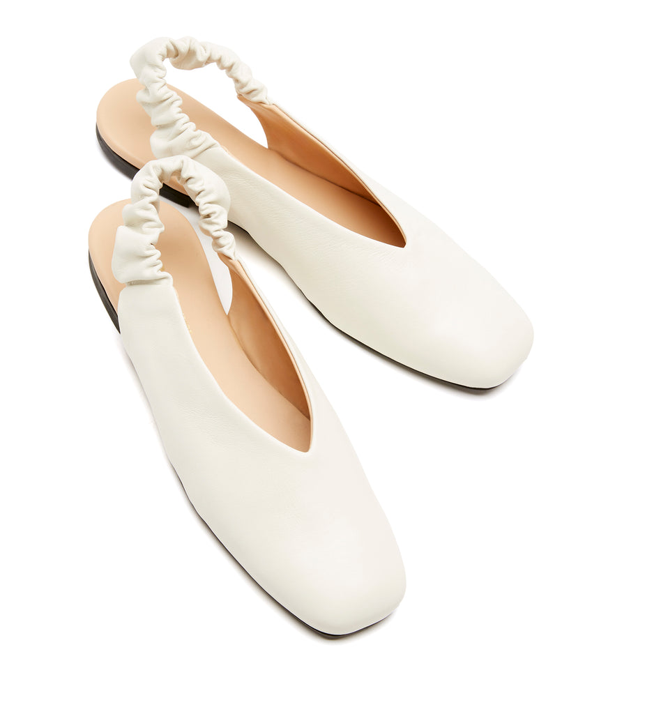 Glenn Leather Slingback Flat in Milk