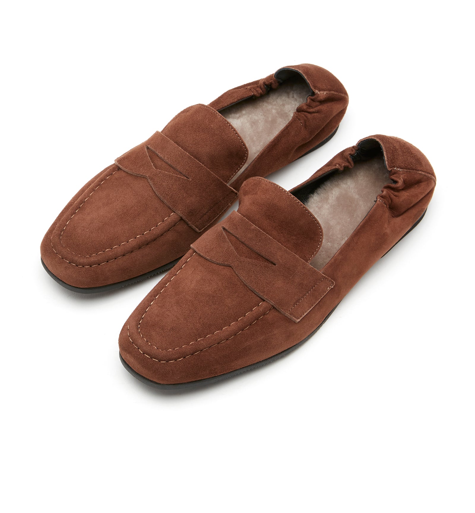 Katz Suede Shearling Lined Loafer in Caramel