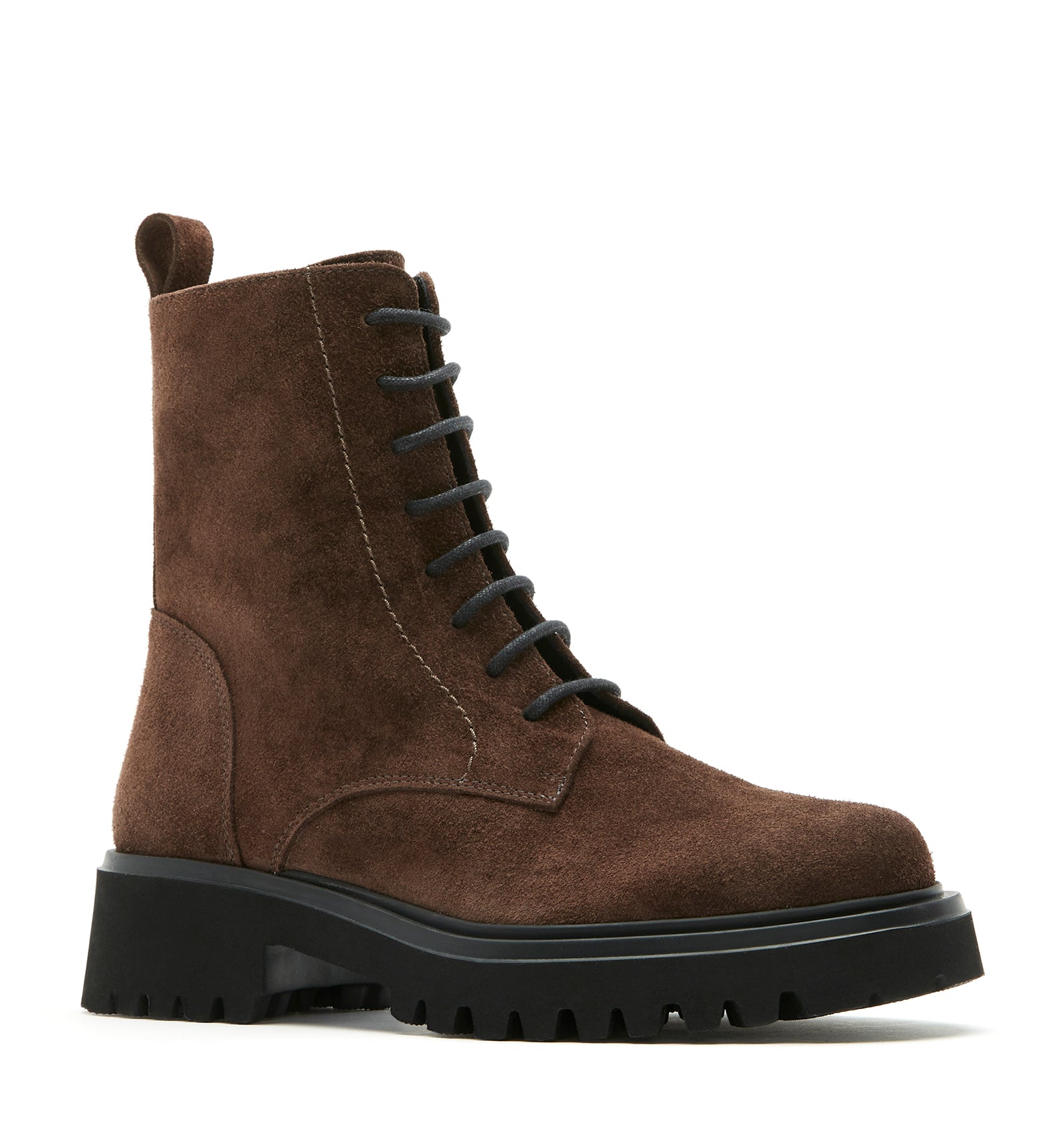 Knowledge Suede Lace Up Boot in Brunette