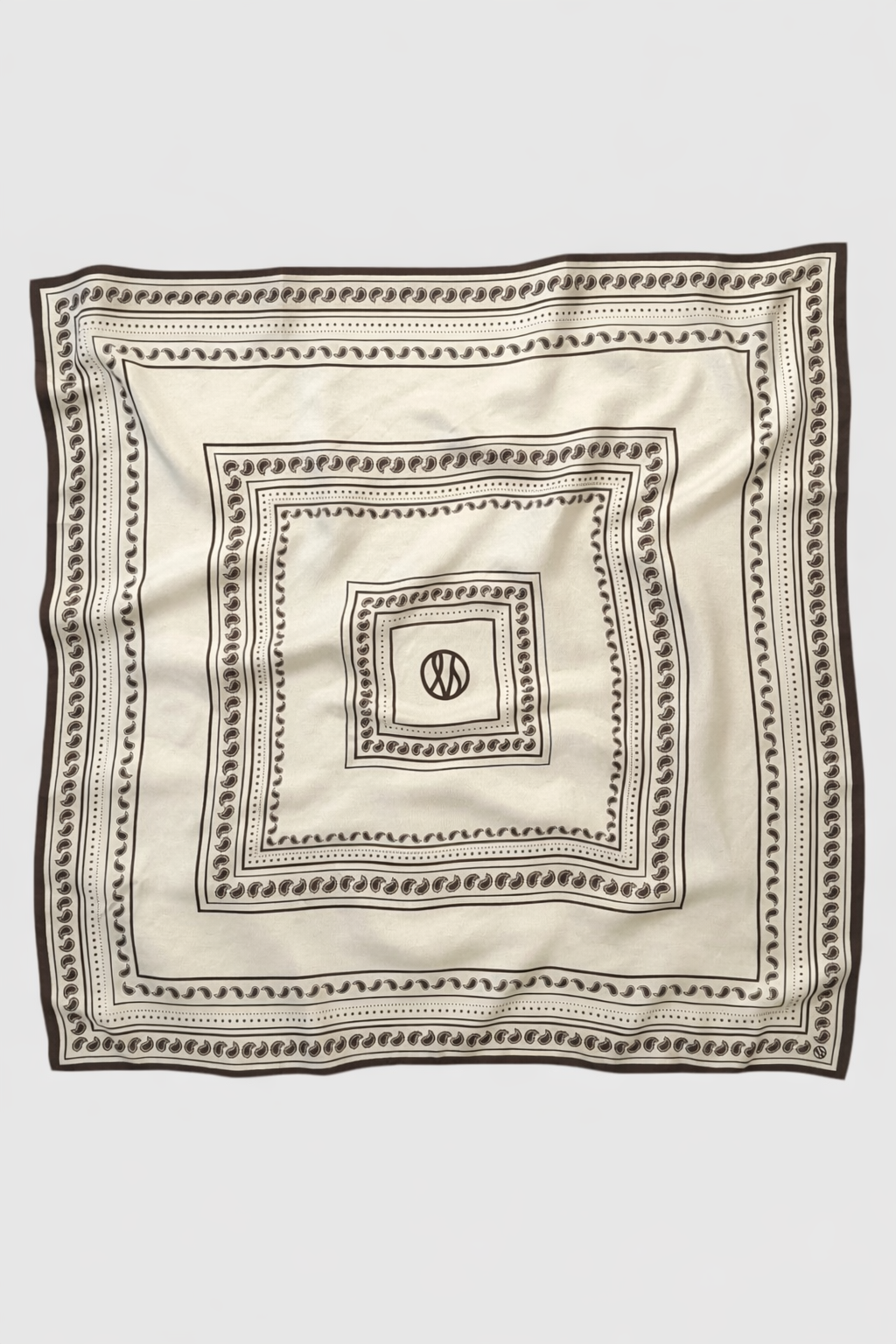 PAISLEY SCARF | CREAM & MOCHA MOUSSE | 80 CM
