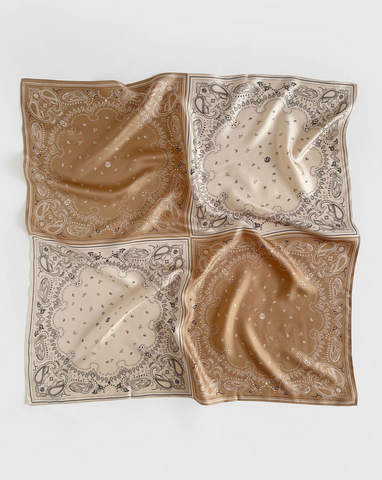 SQUARED SCARF | CAPPUCCINO & SAND | 80 CM