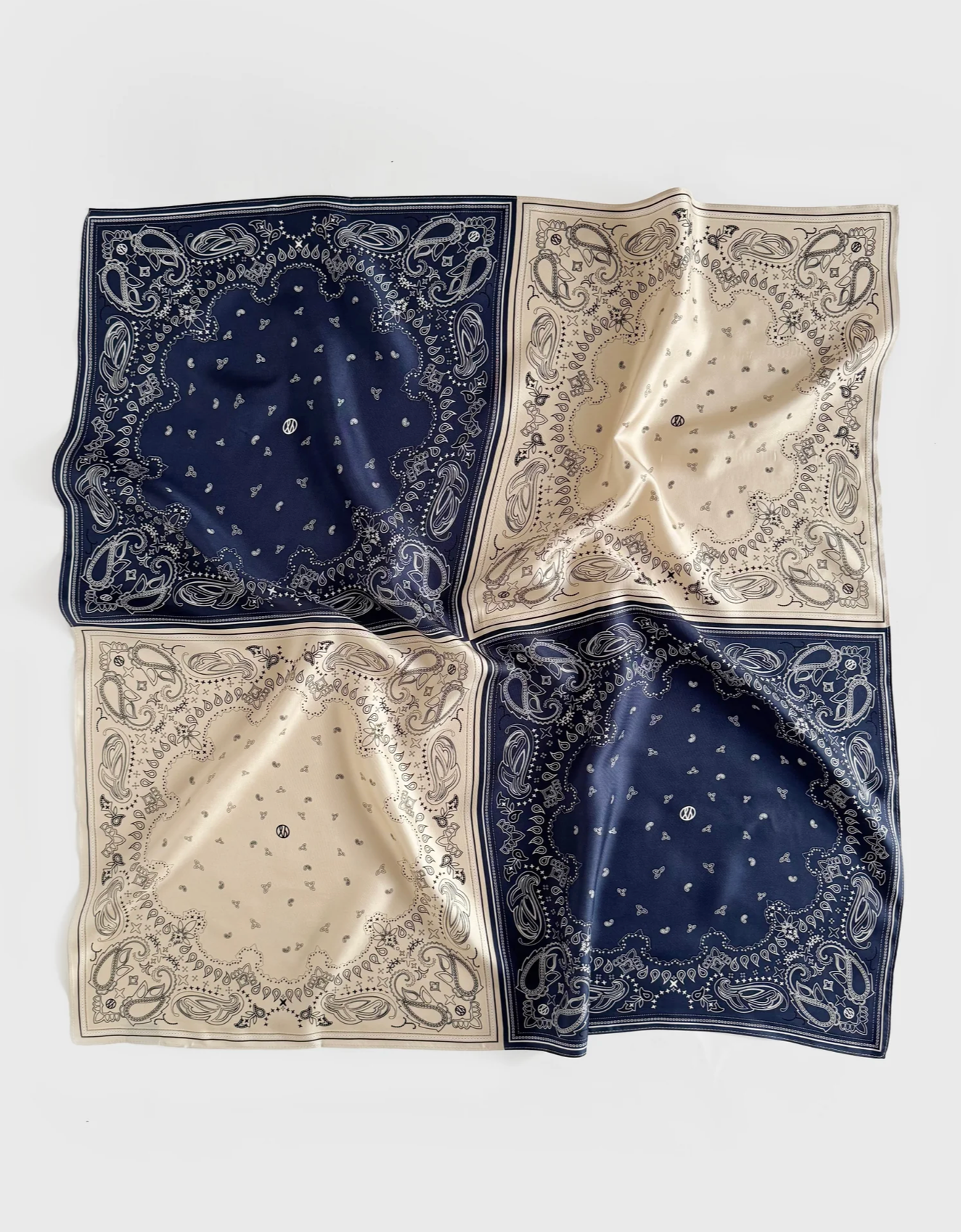 SQUARED SCARF | NAVY & SAND | 80 CM