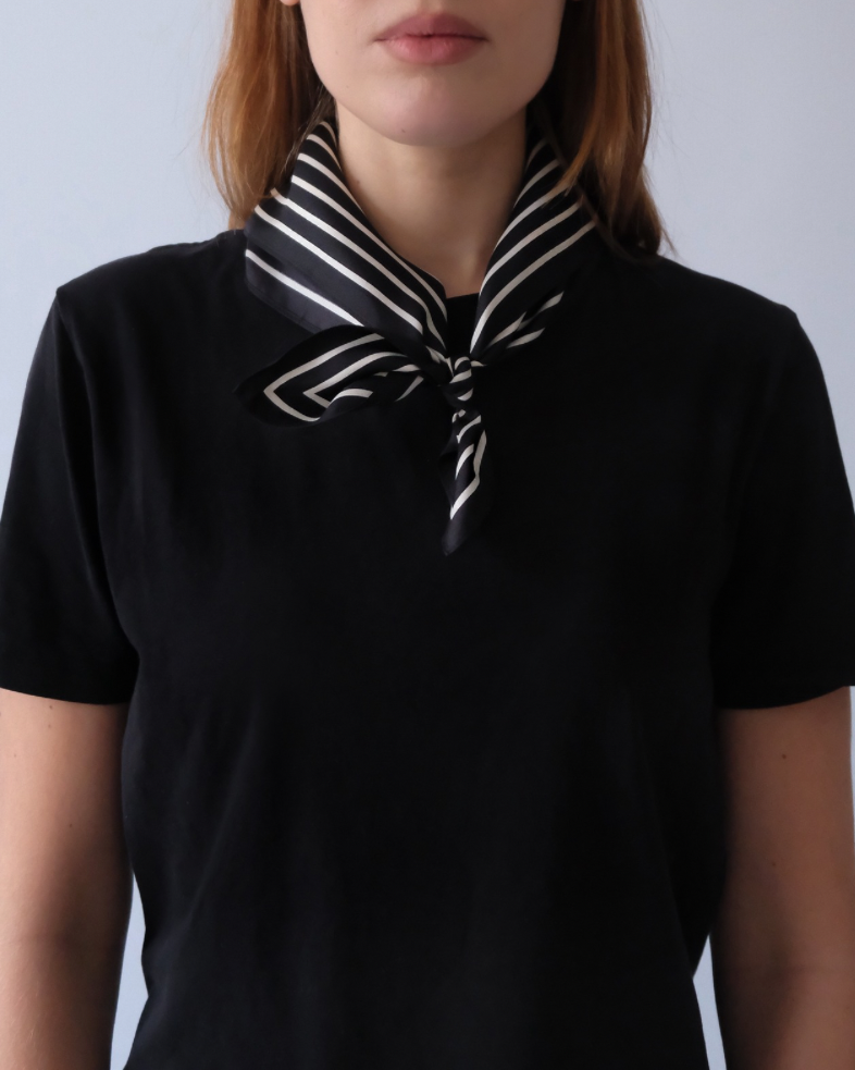 STRIPED SCARF | BLACK | 50 CM