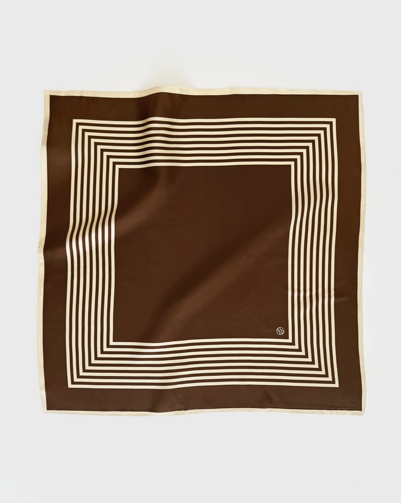 STRIPED SCARF | MOCHA MOUSSE & CREAM | 65 CM