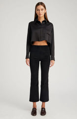 Black Corduroy Ankle Flare Pants - s