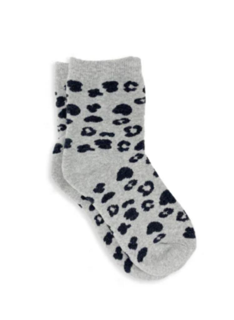 Leopard Socks in Heather Grey