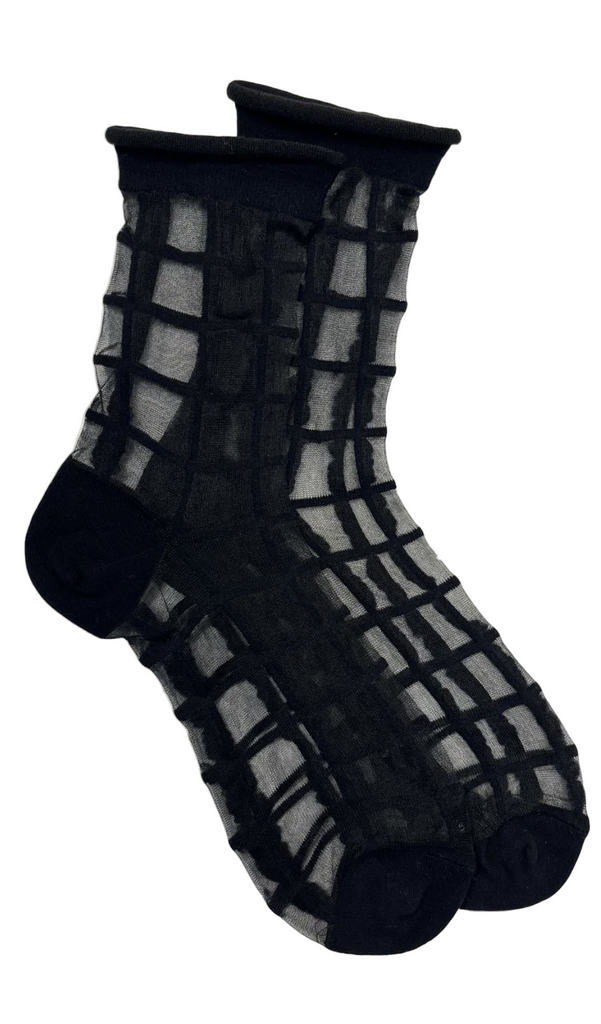 Sheer French Window Socks in Black