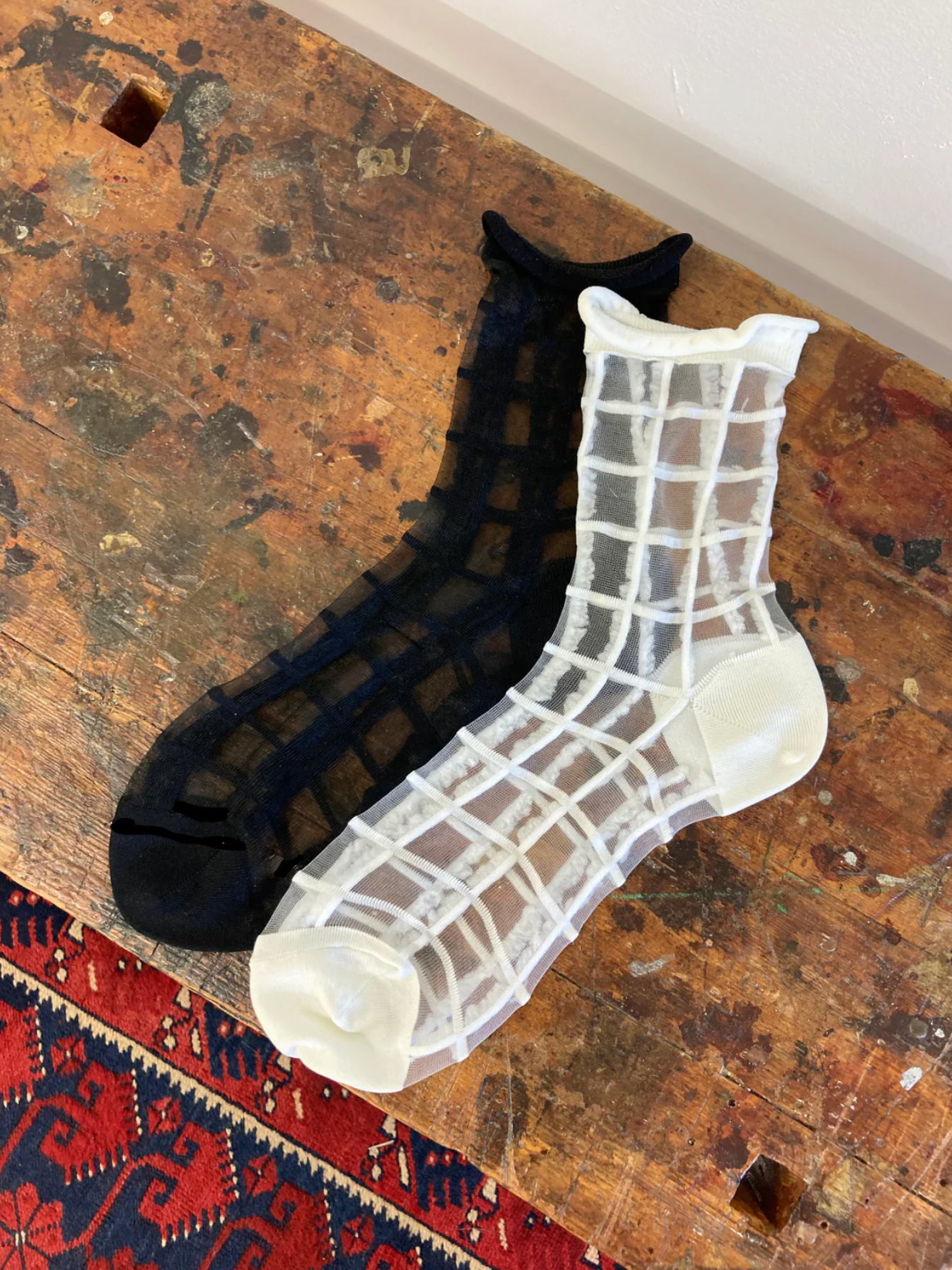 Sheer French Window Socks in Black